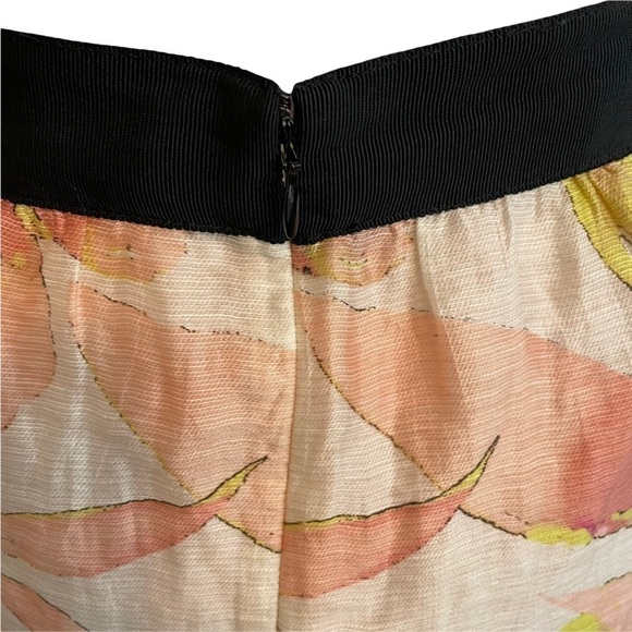 LOFT Ann Taylor Cream Pink Watercolor Floral Tropical Linen Blend Lined Skirt 6 - Picture 6 of 11